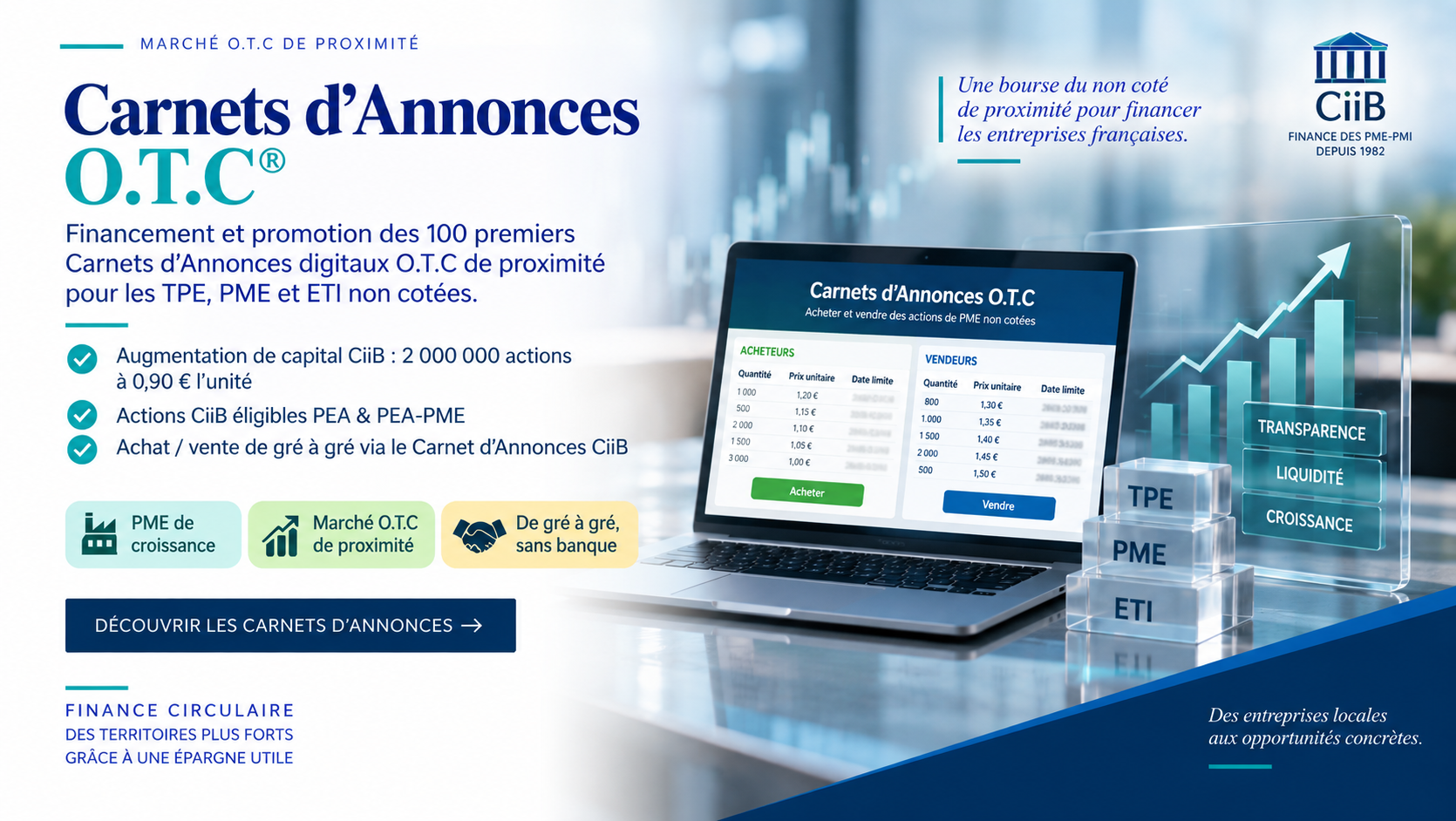 Carnets d'Annonces O.T.C ®️ (Hors cote, Marché libre, Gré à gré, Equity crowdfunding 2.0)