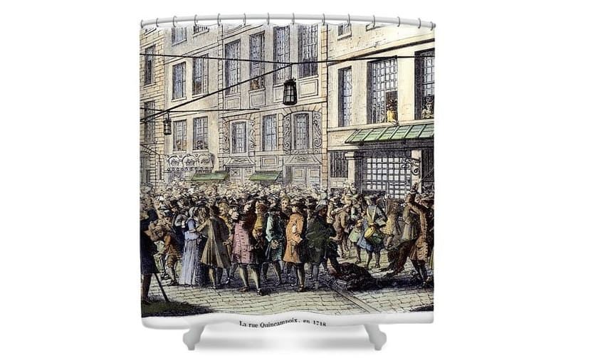 Historique du capitalisme populaire : achats et ventes d'actions se faisaient de gré à gré dans la rue Quincampoix à Paris, quartier châtelet les halles