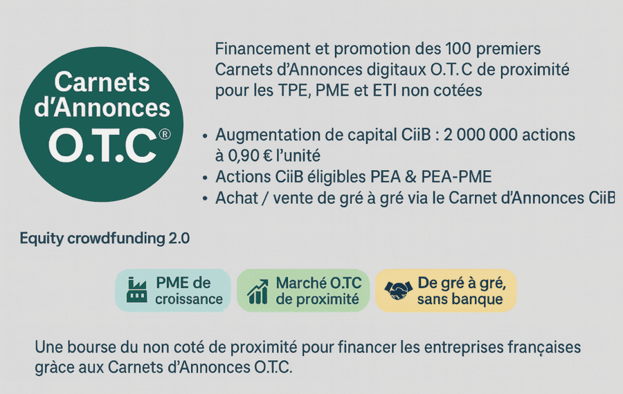 Carnets d'Annonces O.T.C ®️ (Hors cote, Marché libre, Gré à gré, Equity crowdfunding 2.0)