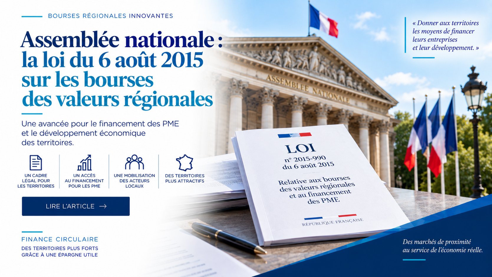 Assemblée Nationale loi du 6 août 2015 sur les bourses des valeurs régionales