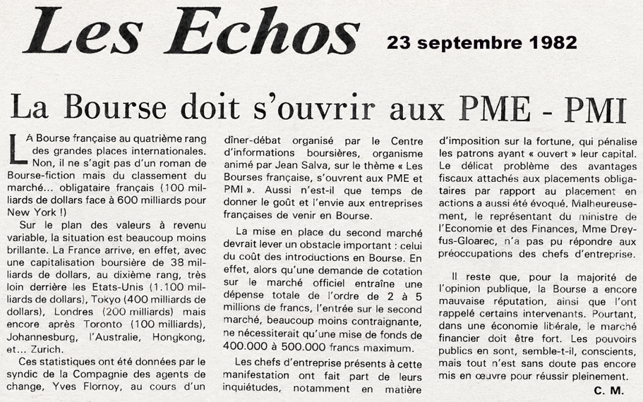 Il y a 40 ans, Jacques DELORS lançait le Second Marché boursier pour les PME et les ETi non cotées